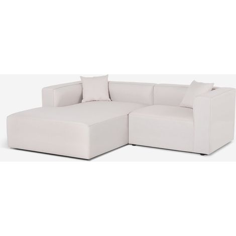 Sofá modular esquinero de 3 plazas de tela con chaise longue Lorys - Beige