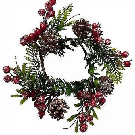 2 bougies de Noël artificielles, couronne de Noël, décoration hivernale, Noël (1/5)