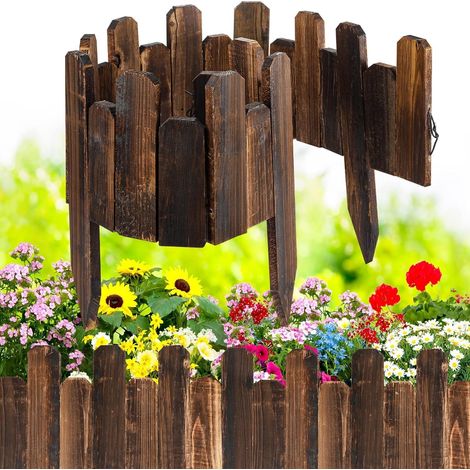 Bordure de Jardin en Bois, 20CM x 120CM Bordure de Pelouse Flexible Clôture Paysagère sans Creuser avec Pointe pour Jardin Bordure, Jardin Allée et Aménagement Paysager à Faire Soi-Même (1/5)