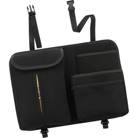 Sacoche de rangement dossier siège auto noir, organisateur suspendu en cuir PU avec crochet, porte-mouchoirs, accessoire voiture pratique (1/5)