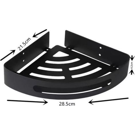 Étagère de douche grand angle, étagère triangulaire en acier inoxydable 304, étagère de rangement pour salle de bain, étagère d'angle murale, panier d'angle (noir) (1/3)