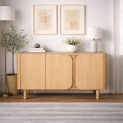 Buffet 3 portes 155x45x80 cm en chêne naturel - ZOCCO (1/5)