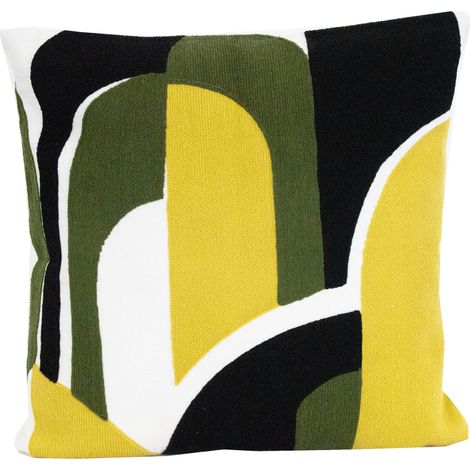 Coussin brodé en relief motif abstrait Vert 45x45 cm (1/2)