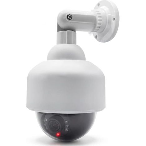 Security Set of 2 Speed-Dome Dummy Cameras, Flashing LED Style IR + Sensor, Waterproof with Sunshade, 360° Mount