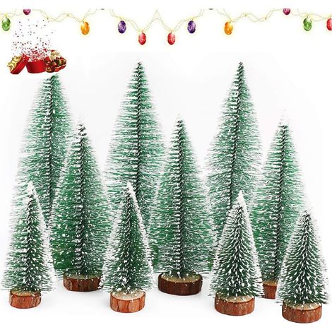 Lot de 10 mini sapins de Noël artificiels - Mini modèle d'arbre de Noël artificiel - Petit sapin de Noël pour décoration de table DIY - Décoration de Noël - Vitrine - 3 tailles 10/15/20 cm (1/5)