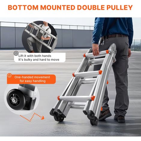 Échelle télescopique A-Frame 11 ft en aluminium, échelle compacte pliable multifonction portable pour RV, escaliers et toit, charge 330 lb (1/5)