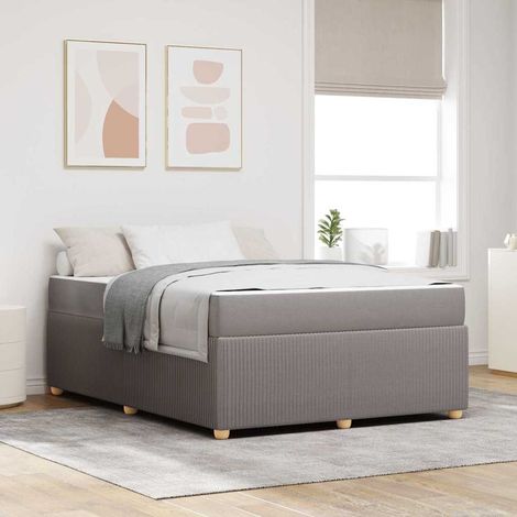 vidaXL Bettrahmen mit Matratze Taupe 140 x 200 cm Stoff (1/5)