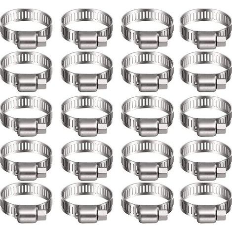 20 colliers de serrage en acier inoxydable - Colliers de serrage pour conduites de carburant - Plomberie automobile, piscine, voiture, étang et jardin (6-12 mm) (1/5)