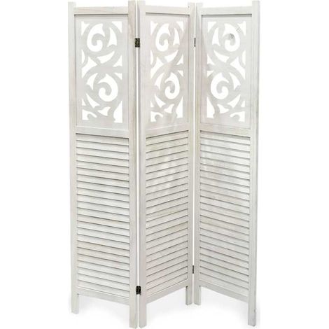 SEPARE DA ARREDO IN LEGNO DECORATO CON 3PANNELLI 120X170 CM COLORE BIANCO (1/2)