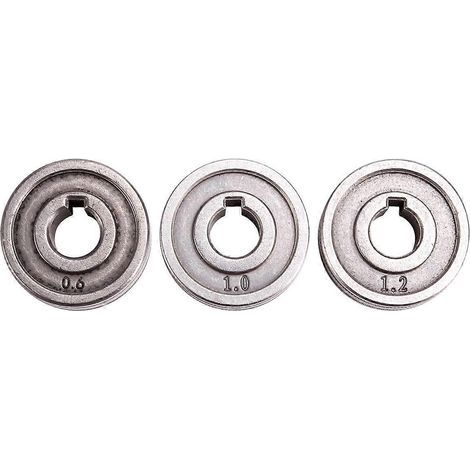 Lot de 3 galets d'entraînement pour dévidage de fil de soudage. moletage à rainure en K. 0.6 mm à 1.2 mm. pour soudage MIG. haute qualité. (1/5)