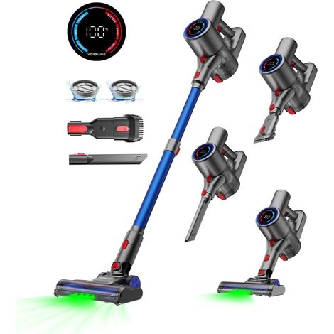 Z8 Aspirateur Balai sans Fil, 40Kpa 500W 45Min LED,6 en 1 Aspirateur Balai Léger avec LED Verte, Écran LED, Autoportant pour Poils d'animaux, sols Durs et Moquettes (1/5)