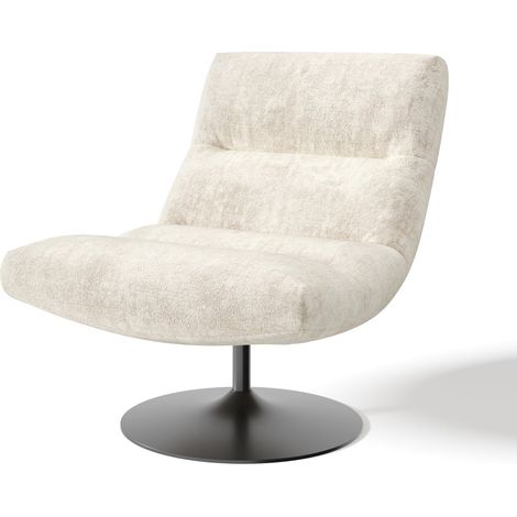 Fauteuil pivotant en velours texturé crème ROMA (1/5)