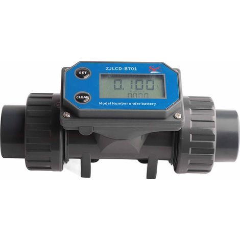 Débitmètre numérique UPVC pour irrigation – Précision ± 2 % – Plage de débit 10-120 L/min – Affichage électronique sensible