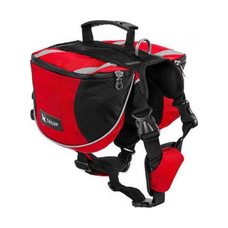Sacoches de selle en polyester pour chien, sac à dos de voyage, camping et randonnée pour chiens de petite, moyenne et grande taille (rouge fluo, L) (1/5)