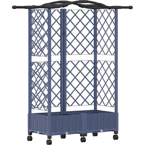 vidaXL Cama elevada con trellis y techo Gris 124 x 40 x 129 cm PP (1/2)