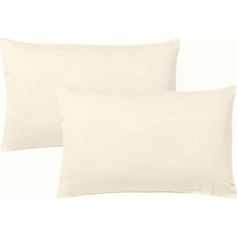 KLULK Set 2 Federe Per Cuscini Per Bambini 40x60 Cm,In Puro Cotone 100% Fibra Naturale In Tinta Unita Panna  Made In Italy