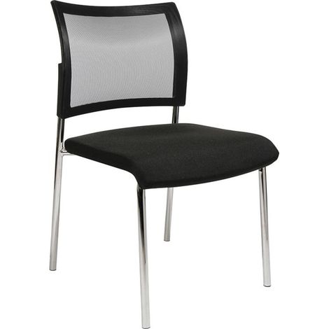Stapelstuhl schwarz Rundrohr D.22mm verchromt Netzbespannung schwarz TOPSTAR (1/5)