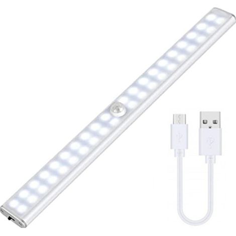 MINKUROW Lampada Per Armadio, Tanbaby Led Sensore Di Movimento Luce Con 40 Led, Ricarica Usb Luce Per Armadio, 3 Modalità Luce Notturna Per Armadio, Armadio, Scala, Corridoio (30 Cm) (1/5)