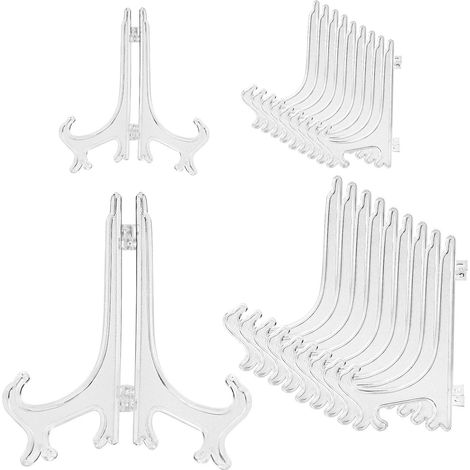 Support Chevalet Plastique Transparent - 7,6 cm et 15,2 cm - Pour Présentation Photos Œuvres d'Art Affiches Certificats - Lot de 20
