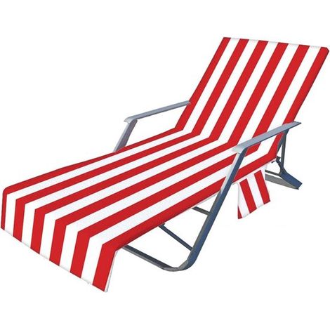 Serviette de plage extensible - Serviette de plage - Bain de soleil - Avec poches de rangement - 75 x 210 cm - Rouge (1/5)