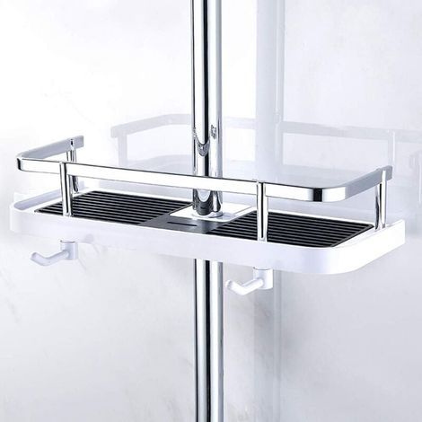 Étagère de douche murale réglable AIPERQ, panier de rangement pour tuyau de cuisine et salle de bain, étagère de douche en métal antirouille, pratique et pratique, fixation murale 270 mm (1/3)