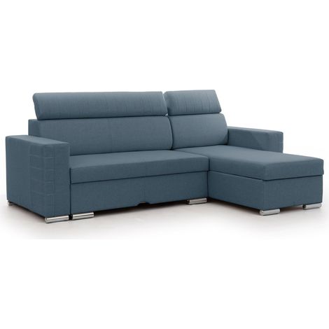 Ecksofa Schlafsofa Sofa CANTON in Stoff Liverpool Azurblau Ottomane Rechts (1/5)