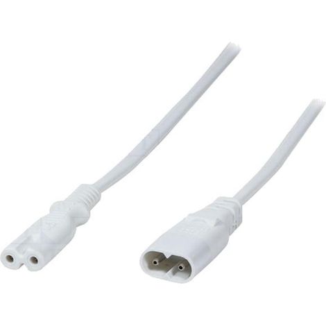Cable- IEC C7 femelle.IEC C8 male- 2m- Prises- 1- blanc