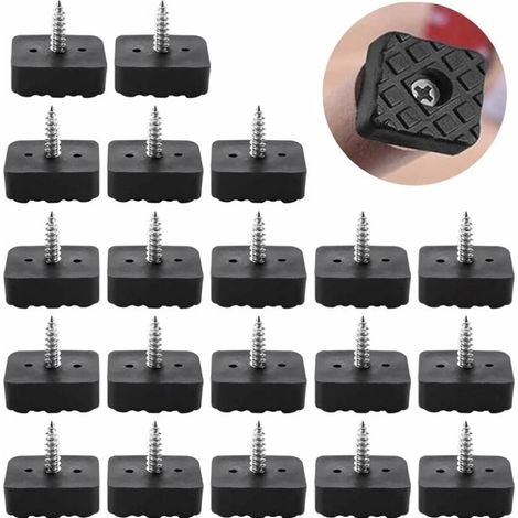 Lot de 20 patins de chaise antidérapants en caoutchouc, protections pour pieds de chaise, patins à visser noirs de 22 mm (1/3)