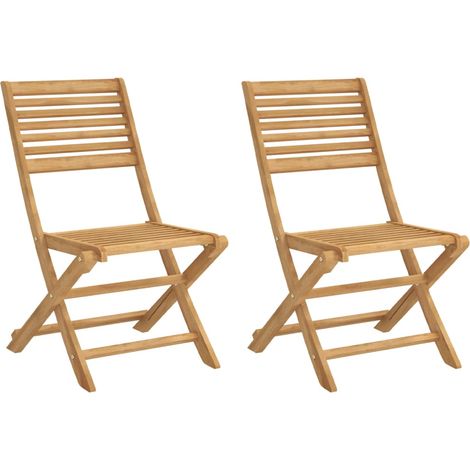 Chaises pliables de jardin 2 pcs bois massif d'acacia (1/5)