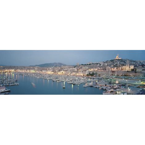 Tableau sur toile vieux port couchant 30x97 cm - Impression sur Toile Murale Décorative - Image imprimée en HD sur Toile - Toile sur Châssis en Bois FSC - Fabriqué en France (1/4)