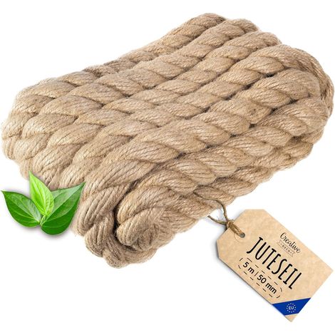 Juteseil Natur robust & langlebig für DIY & Deko 5 m x 50 mm