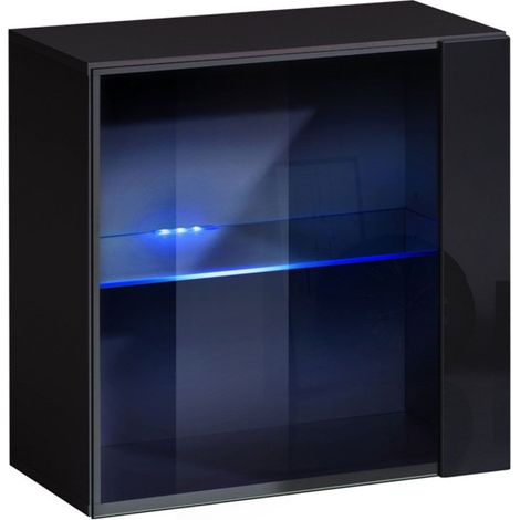 Vitrine Murale LED "Switch" 60cm Noir (1/4)