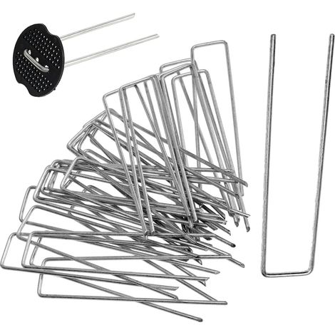 Lot de 60 piquets de sol galvanisés en forme de U (10x4 cm) – piquets universels pour tapis de sol, décoration de jardin et camping, extra solides et résistants à la rouille (1/5)
