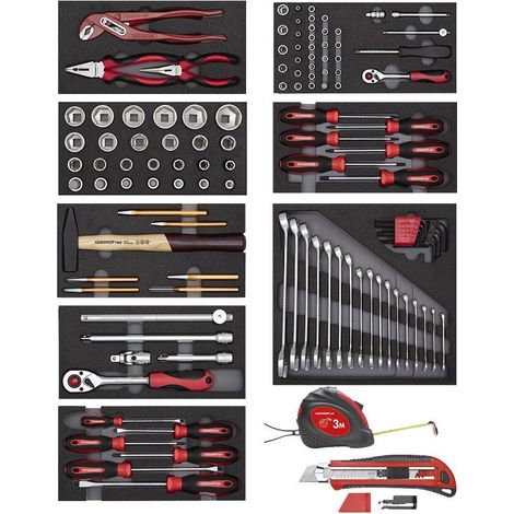 Gedore – Coffret multi-outils 119 pièces – Outils conformes aux normes DIN et ISO – Module en mousse pour rangement organisé – Poids 14,46 kg (1/5)