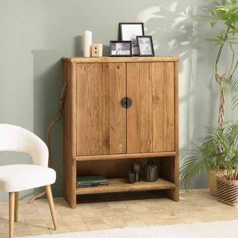 SANDY - Buffet 2 portes 1 niche bois pin recyclé (1/5)