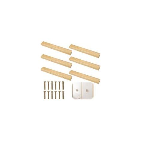 6 Stück Holzmöbelgriffe 160 mm, Holz-Küchenschrankgriffe, Holz-Küchenschubladengriffe mit Schrauben, für Türen, Schubladen, Schränke (1/5)