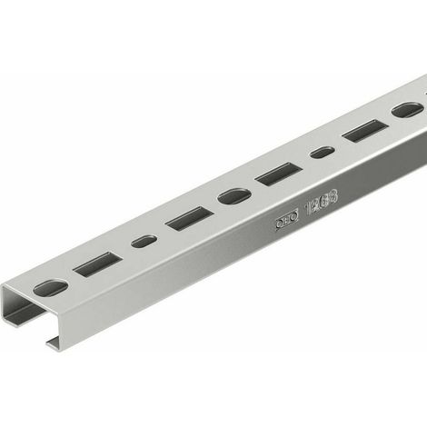 OBO Bettermann Profilé perforé, largeur de fente 17mm 2000x35x18 acier inoxydable, inoxydable A2 1.4301 brillant, post-tra..., 1104501 (1/2)