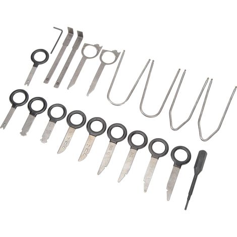 Kit de 20 outils de démontage radio en acier ergonomique, clés universelles pour autoradio stéréo CD, voitures et camions (1/5)