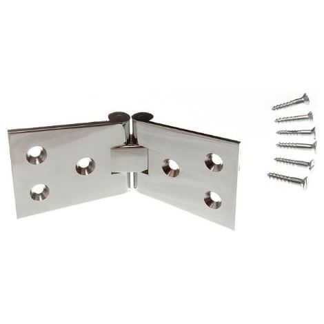 Lot de 4 charnières robustes chromées avec vis (1/2)