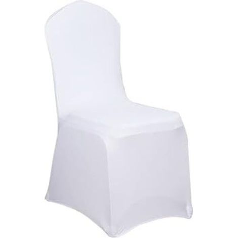 Housse de chaise extensible blanche, lot de 1, avec attaches (1/5)