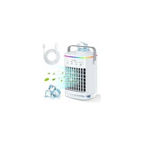 Rafraîchisseur d'air mobile 700 ml – 4 vitesses – Autonomie 5h – Ventilateur USB pour espaces personnels – Bac à glaçons inclus (1/5)