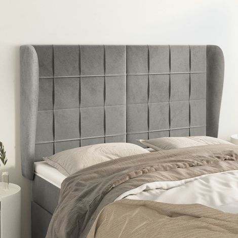 vidaXL Tête de lit avec oreilles Gris clair 147x23x118/128 cm Velours (1/5)