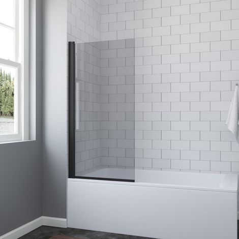 AQUABATOS 70 x 140 cm Badewannenaufsatz Duschwand für Bdewanne Duschtrennwand Duschwand aus 5 mm ESG-Sicherheits Glas Grau Glaswand Duschabtrennung Dusche