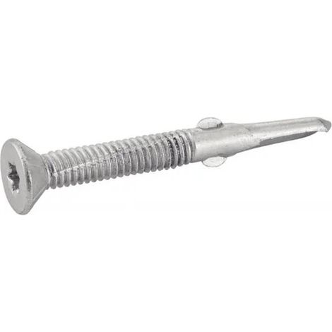 250 Vis Autoperceuses à Ailettes Tête Fraisée Crantée Six Lobes 4.8 x 32 mm - Acier Zn - D-Work