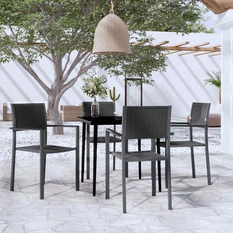 vidaXL 5 Piece Garden Dining Set Black (1/5)