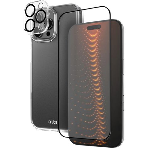 Kit SBS avec technologie D3O pour iPhone 16 Pro Max : coque + protection d’écran et de caméra – transparent (1/5)