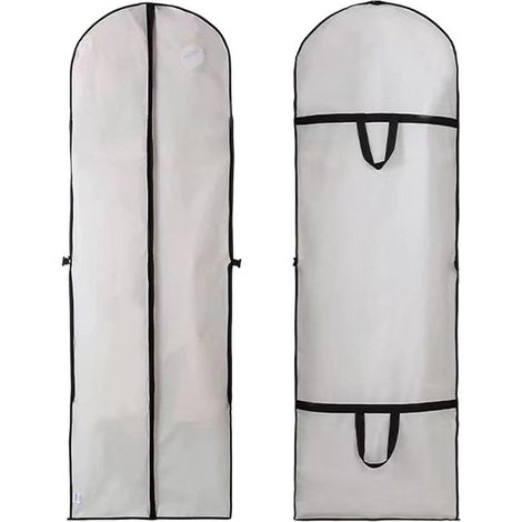 Funda para trajes larga con cremallera de 2 piezas - 180 x 60 cm - Plegable y lavable. Funda para vestidos de novia y trajes. (1/5)