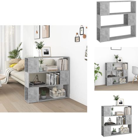 Bücherregal Raumteiler Betongrau 100x24x94 cm - Bücherregal - Raumteiler - Holzmöbel - Beton Grau - Etagenregal (1/5)