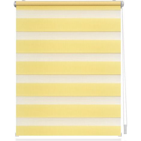 Store enrouleur Duo à pince sans perçage, couleur jaune, dimensions 45 cm x 15 cm, pour fixation facile sans outil