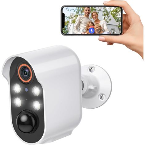 Drahtlose intelligente Sicherheitskamera, Cloud-Speicher, Live-Ansicht, Zwei-Wege-Audio, Nachtsicht, Spotlight, 2,4-G-WLAN, Sofortwarnungen, wiederaufladbarer Akku, Außen- und Innenüberwachung (1/5)